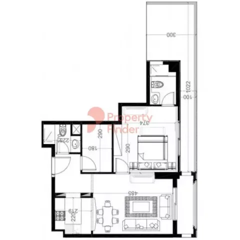 Floor plan, 1 Bed, 904 sq ft