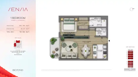 Floor plan, 1 Bed, 756 sq ft