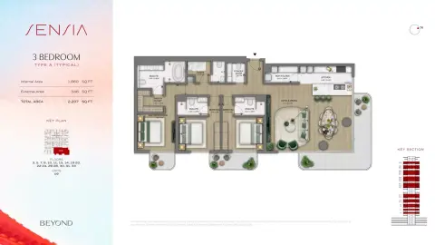 Floor plan, 3 Beds, 2,207 sq ft