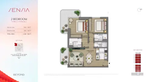 Floor plan, 2 Beds, 1,142 sq ft