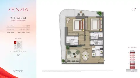 Floor plan, 2 Beds, 1,211 sq ft
