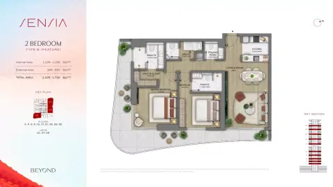 Floor plan, 2 Beds, 1,325 sq ft