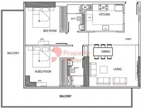 Floor plan, 2 Beds, 1,176 sq ft