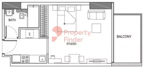 Floor plan, Studio, 455 sq ft
