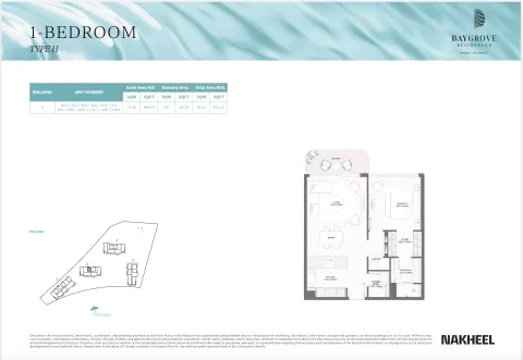 Floor plan, 1 Bed, 875 sq ft