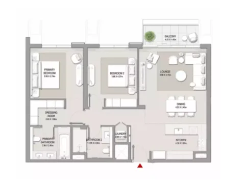 Floor plan, 2 Beds, 1,169 sq ft