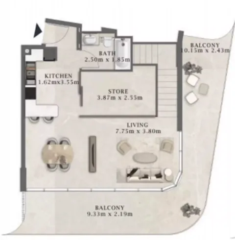 Floor plan, 1 Bed, 1,697 sq ft
