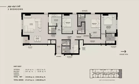 Floor plan, 3 Beds, 1,846 sq ft