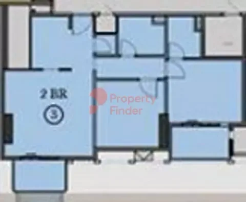 Floor plan, 2 Beds, 987 sq ft