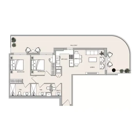 Floor plan, 2 Beds, 1,152 sq ft