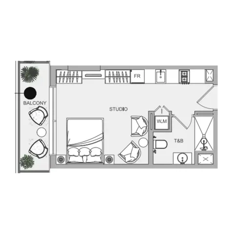 Floor plan, Studio, 390 sq ft