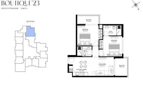 Floor plan, 2 Beds, 0 sq ft