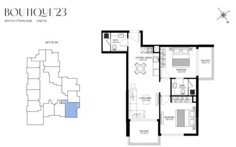 Floor plan, 2 Beds, 0 sq ft