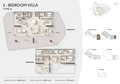 Floor plan, 5 Beds, 7,735 sq ft