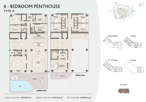 Floor plan, 6 Beds, 13,759 sq ft