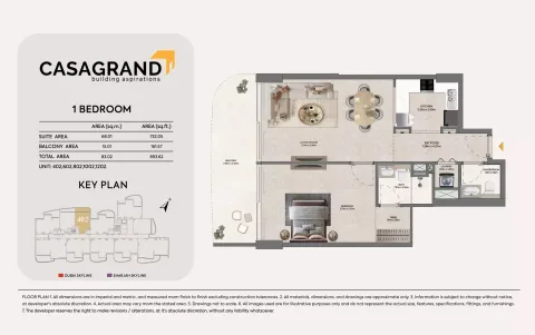 Floor plan, 1 Bed, 893 sq ft