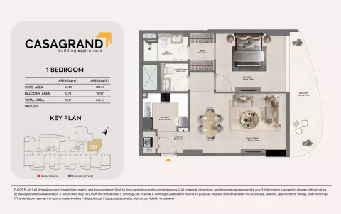 Floor plan, 1 Bed, 841 sq ft