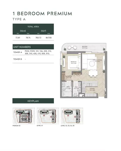Floor plan, 1 Bed, 783 sq ft