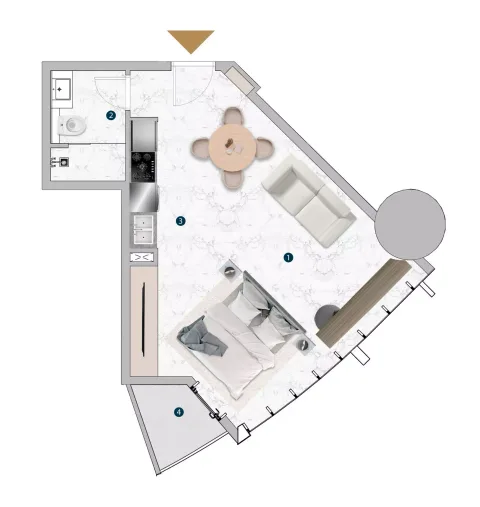 Floor plan, Studio, 483 sq ft
