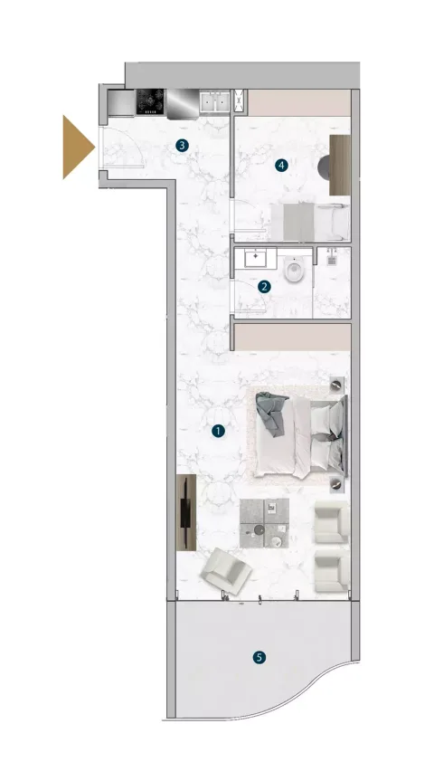 Floor plan, Studio, 712 sq ft