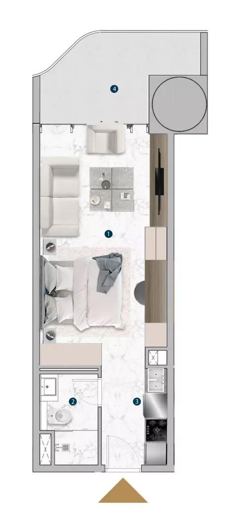 Floor plan, Studio, 534 sq ft