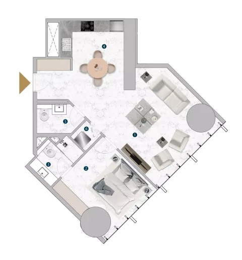 Floor plan, 1 Bed, 758 sq ft