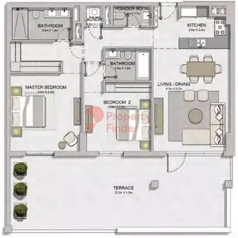 Floor plan, 2 Beds, 1,703 sq ft