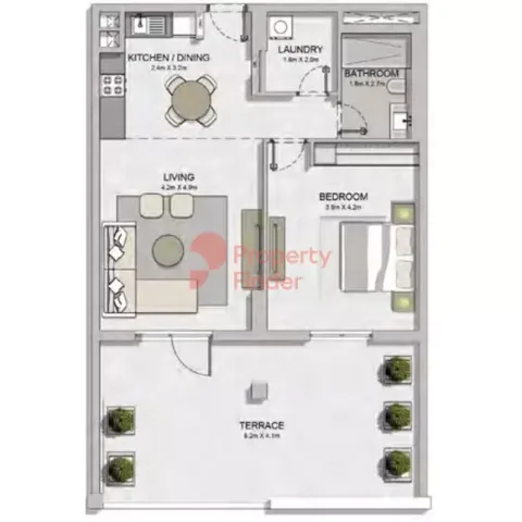 Floor plan, 1 Bed, 1,133 sq ft