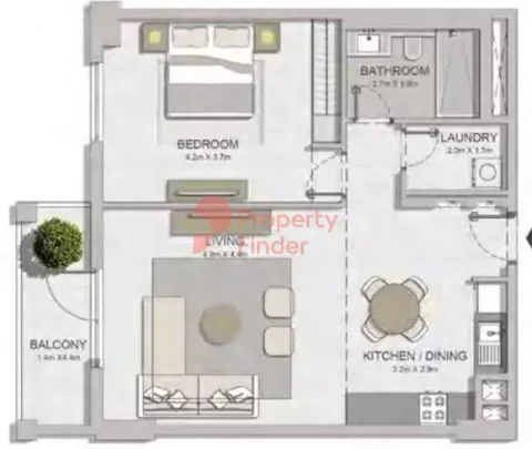 Floor plan, 1 Bed, 818 sq ft