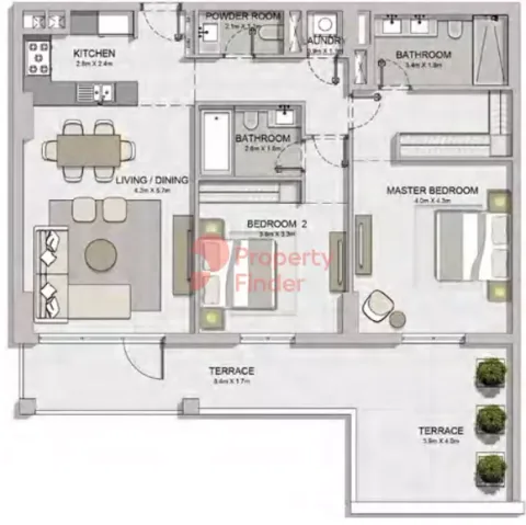 Floor plan, 2 Beds, 1,483 sq ft