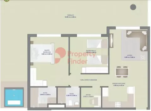Floor plan, 2 Beds, 1,814 sq ft