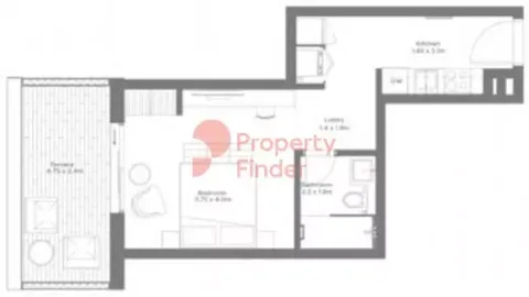 Floor plan, Studio, 505 sq ft