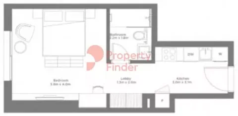 Floor plan, Studio, 376 sq ft