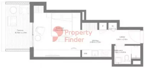 Floor plan, Studio, 404 sq ft