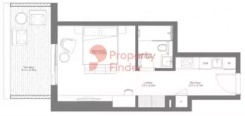 Floor plan, Studio, 505 sq ft