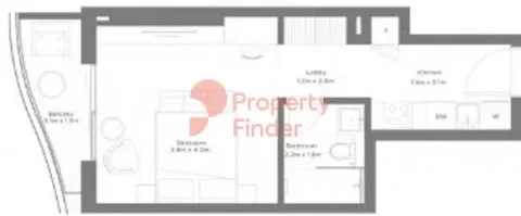 Floor plan, Studio, 409 sq ft