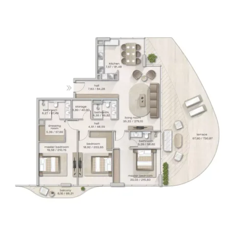 Floor plan, 3 Beds, 2,271 sq ft
