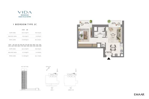 Floor plan, 1 Bed, 714 sq ft