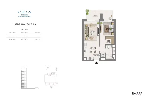 Floor plan, 1 Bed, 883 sq ft