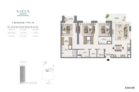 Floor plan, 3 Beds, 1,700 sq ft