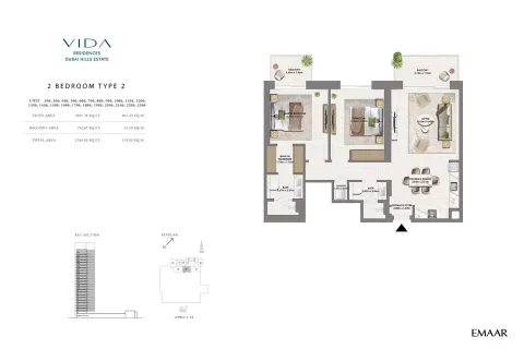 Floor plan, 2 Beds, 1,244 sq ft