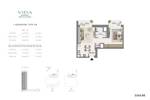 Floor plan, 1 Bed, 699 sq ft