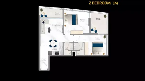 Floor plan, 2 Beds, 0 sq ft