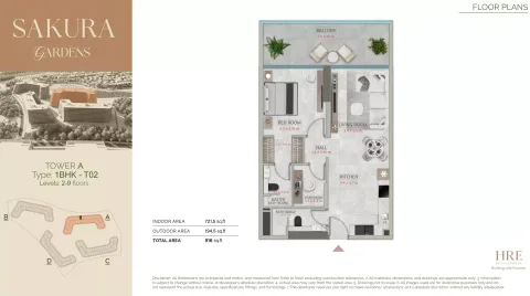 Floor plan, 1 Bed, 914 sq ft