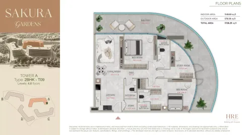 Floor plan, 2 Beds, 1,728 sq ft