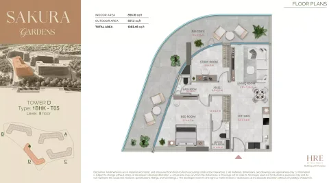 Floor plan, 1 Bed, 1,364 sq ft
