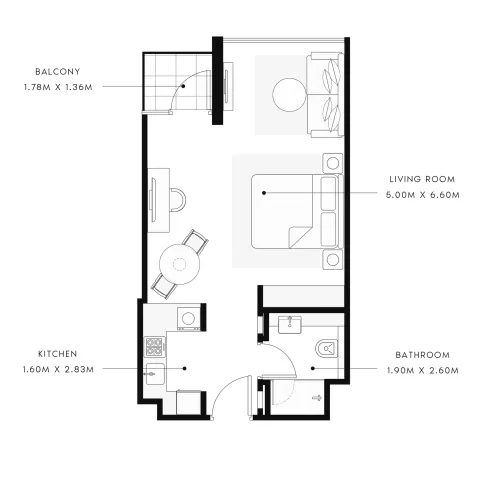 Floor plan, Studio, 538 sq ft
