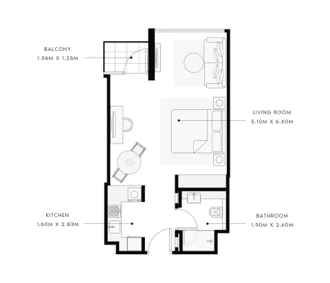 Floor plan, Studio, 541 sq ft