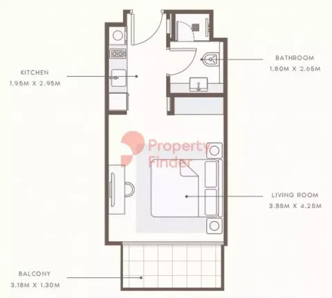 Floor plan, Studio, 397 sq ft