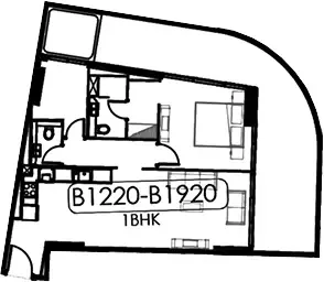 Floor plan, 1 Bed, 1,199 sq ft